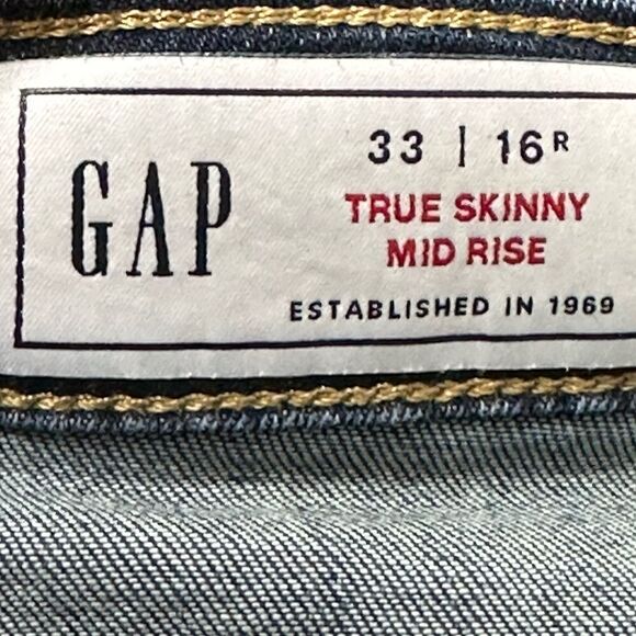 GAP Mid Rise True Skinny Jeans in Washwell size 33 16 - Picture 6 of 11